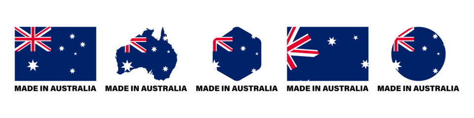 Made in Australia stickers icon set
