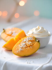 Mango halves arranged side by side