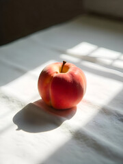 Fresh peach with visible stem