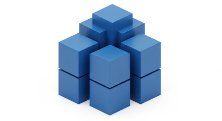 Obraz premium Abstract 3D Blue Cubes Composition: Geometric Structure and Minimalist Design
