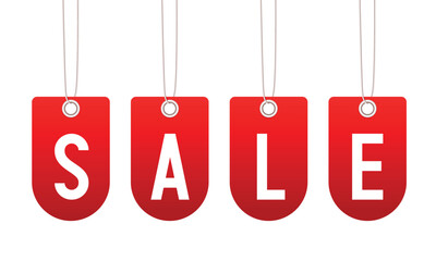 Sale tag. Red tags on a white background. Vector illustration.