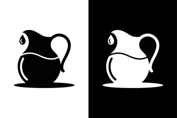 Editable Water Pitcher Silhouette Kitchenware Vector Clipart.