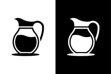 Water Pitcher Vector Icon Clean Black Silhouette on White Background.