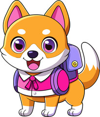 Cute Cartoon Dog Student with Backpack – Back to School PNG Clipart