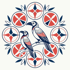 Modern abstract geometric shapes with bold colors and symmetry