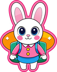 Fototapeta premium Cute Cartoon Bunny Rabbit – Kawaii Animal PNG Clipart for Kids