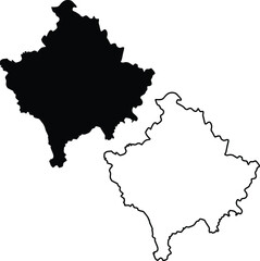 Obraz premium Map of Kosovo Silhouette Flat and Outline Design