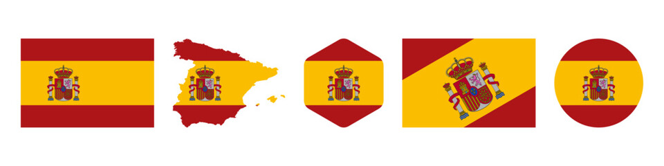 Spain flag stickers icon set
