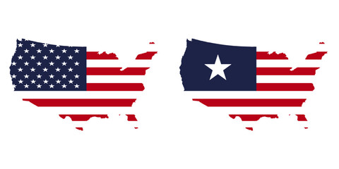 Usa flag map icons set