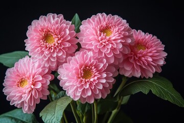 Vibrant pink flowers arranged beautifully in a dark setting for a striking visual contrast