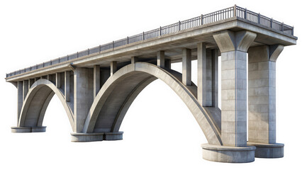 Fototapeta premium A stunning view of a large concrete bridge with elegant arches, showcasing modern architectural design and sturdy construction against a clear blue background.