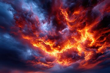 Dramatic sunset sky filled with vibrant colors and striking cloud formations near the horizon