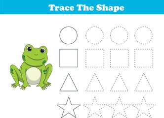 Tracing lines of different shape for kids with frogs. Vector Illustration