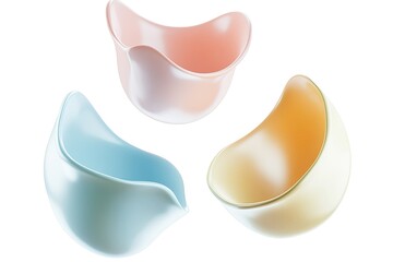 Fototapeta premium Three abstract ceramic bowls in pastel colors
