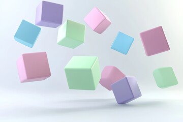 Obraz premium Pastel cubes in mid-air