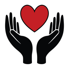 Obraz premium Caring Hands Symbolically Holding and Protecting a Red Heart