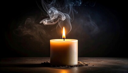 Burning Candle with Smoke Trails.