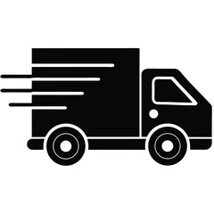 Fast Delivery Truck Silhouette Icon Illustration for Shipping and Transportation Services