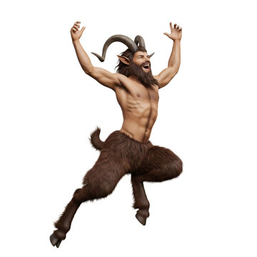 Happy faun with horns isolated on transparent background