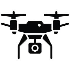 Silhouette of a Camera Drone with Four Propellers for Aerial Photography