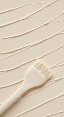 Applying Cream with Brush on Creamy Surface for Cosmetics or Art