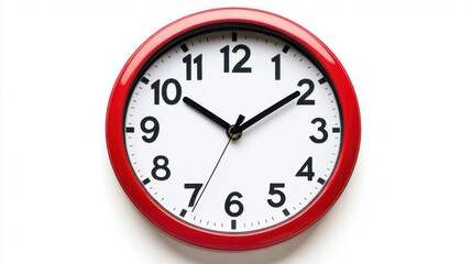 Circular modern office clock with minimal tick marks isolated in a clean white scene