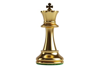 Golden chess king piece isolated on transparent background