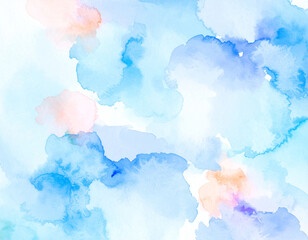 Watercolor Flower Blossom Elements color blue orange background