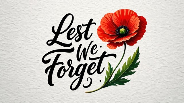 Lest We Forget with red remembrance poppy, remembrance day 