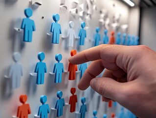 Hand selecting a person from a group