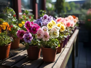 Fototapeta premium flowers in pots closeup