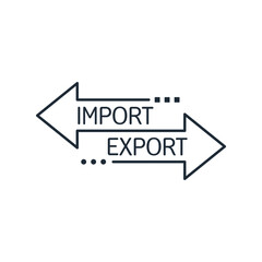 Fototapeta premium Movement, exchange of goods, services. Import, export. Vector linear icon illustration isolated on white background. 