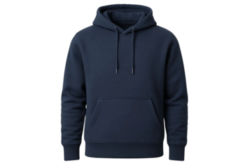 Navy blue hoodie sweatshirt isolated on transparent background