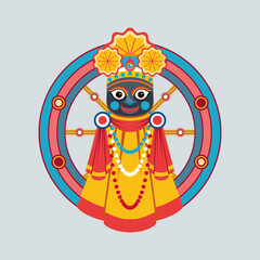 Happy Rath Yatra holiday background. Lord Jagannath. Flat print t-shirt design
