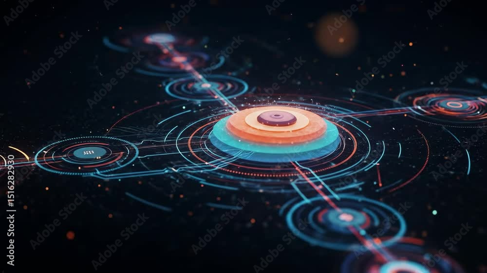 Wall mural a digital render of an abstract geometric design featuring circles and layers in bright colors again