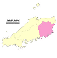 Obraz premium 日本地図 中国地方 岡山県 県境有り 02
