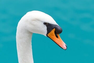 Swan portrait on a blue background