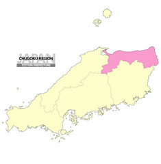 日本地図 中国地方 鳥取県 県境有り 02