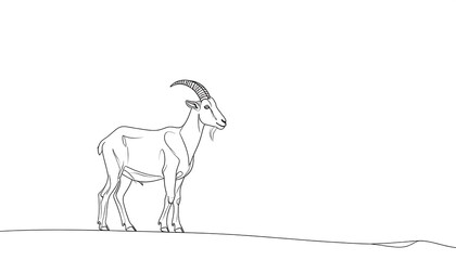 Majestic Goat Line Art Illustration.