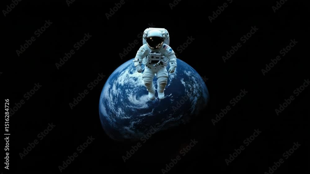 Poster an astronaut floats above the earth's surface with a stunning view