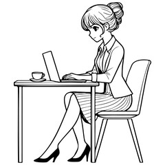 Business Woman Work on Laptop.