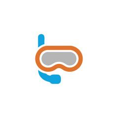 Fototapeta premium Diving goggles icon logo flat vector design