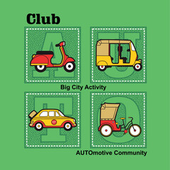  driver city car. Vector cartoon illustration