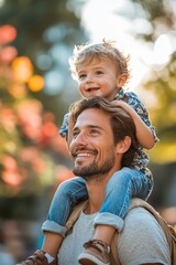Fototapeta na wymiar Father and Son Joyful Moment