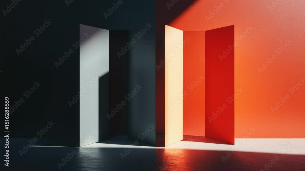 Poster A person standing in an open doorway with unknown background, suitable for use in various contexts