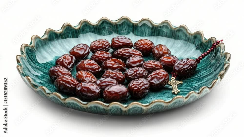 Poster a bowl filled with fresh and ripe dates sitting on a clean white surface