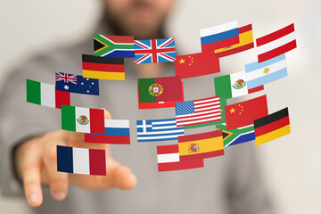Image of diverse flags representing global reach and international business.
