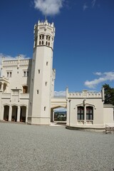 Fototapeta premium Castle with Tower Against Blue Sky