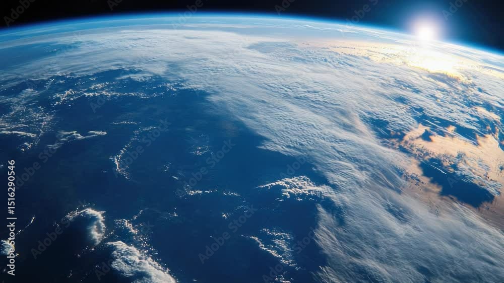 Poster a view of the earth from a space station, looking down on our planet
