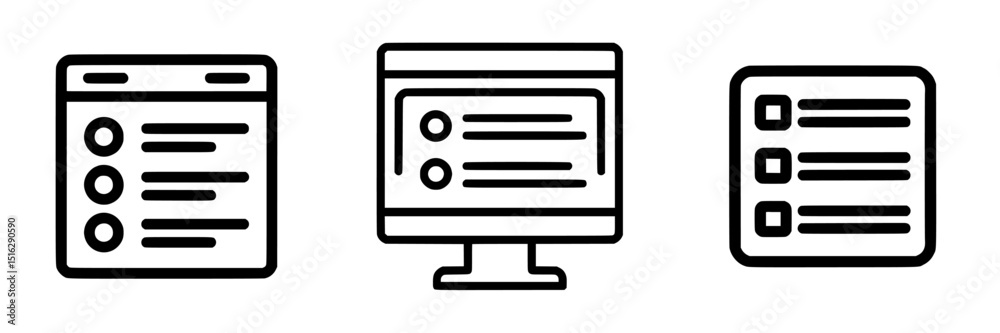 Poster collection of minimalistic icon designs showcasing web interface elements and task lists in a simpli